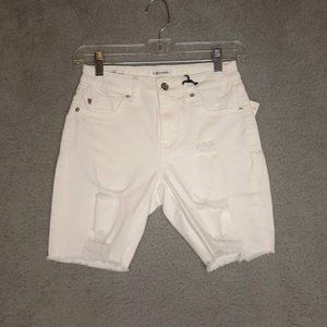 Vigoss Womens Bermuda Shorts White Regular Fit Distressed Mid Rise 24‎ New